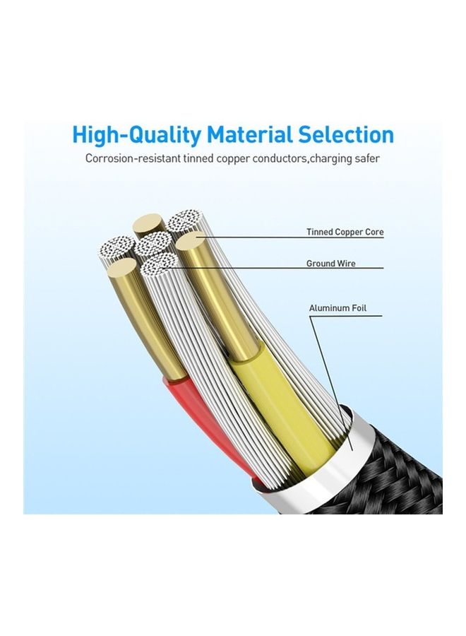 3-In-1 USB Magnetic Charging Cable With Plug Black - Image 4