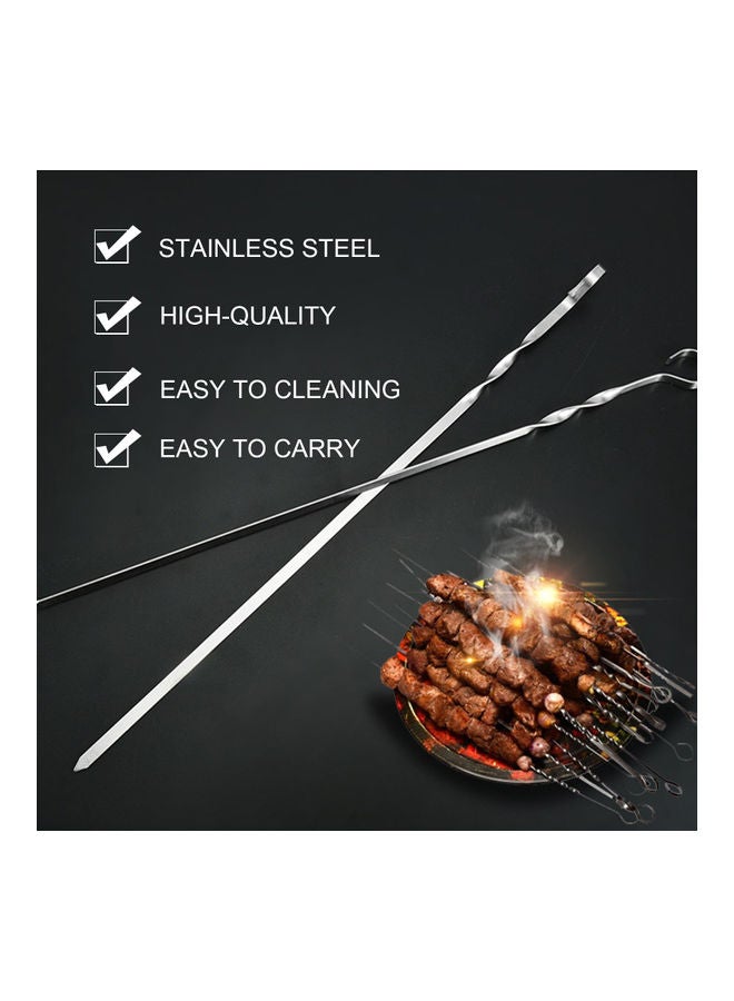 Generic 10-Piece Barbecue Skewer Sticks With Storage Bag Silver - Image 5