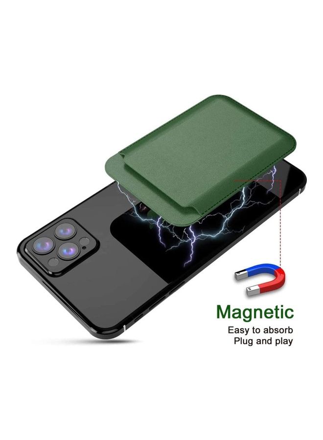 إيه إم جيه حامل بطاقات مغناطيسي مصنوع من الجلد للإلكترونيات أخضر - Image 2