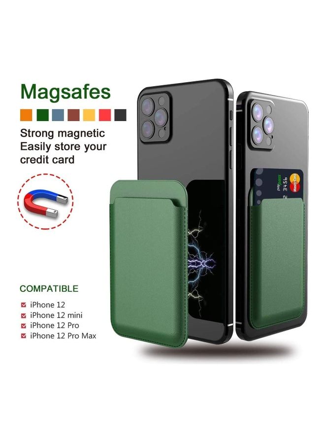 إيه إم جيه حامل بطاقات مغناطيسي مصنوع من الجلد للإلكترونيات أخضر - Image 3