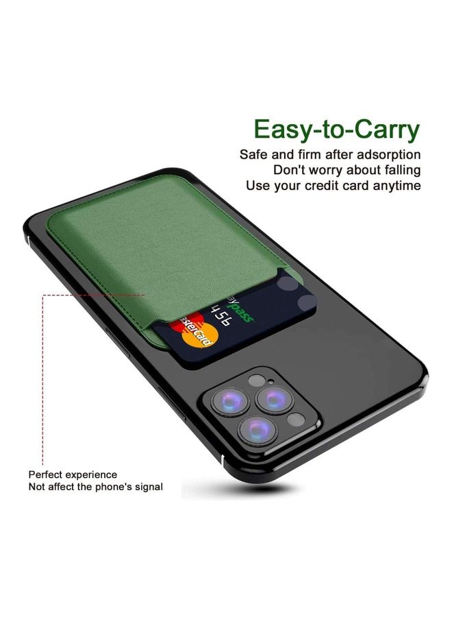 إيه إم جيه حامل بطاقات مغناطيسي مصنوع من الجلد للإلكترونيات أخضر - Image 4