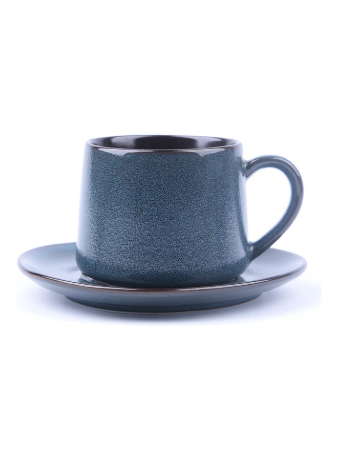 Shuer 4-Piece Coffee/Tea Ceramic Cup and Saucer Set Blue 4 x 300ml  - Image 2