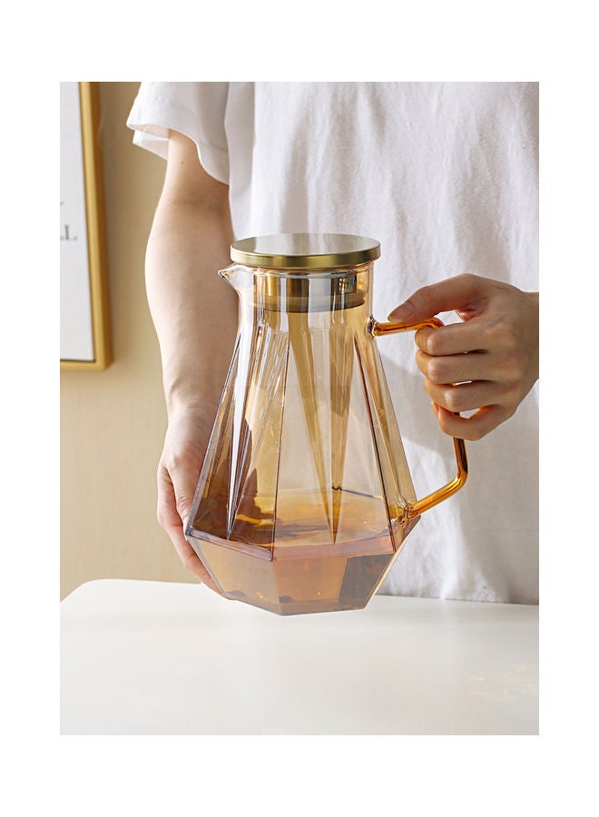 Shuer 4-Piece Diamond Style Glass Cup Set with Pot Brown/Clear - Image 4