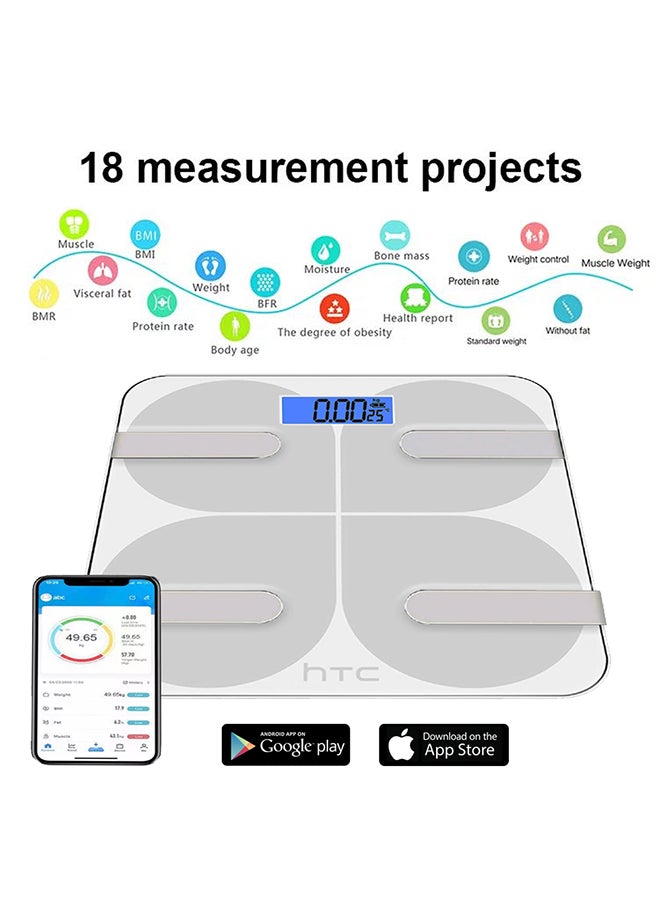 HTC - Smart Weighing Scale / Bath Scale With Bluetooth Compatible With IOS And Android - Image 1
