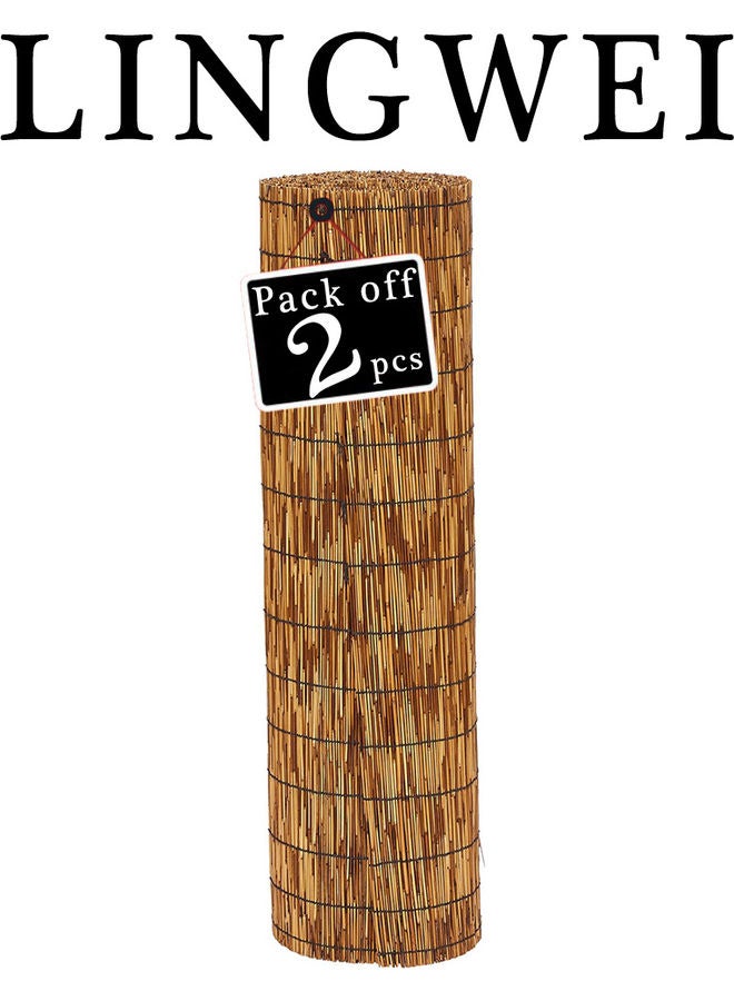 LINGWEI 2-Piece Natural Bamboo Blinds Roller Sun Shade Beige 100x200x1cm - Image 2