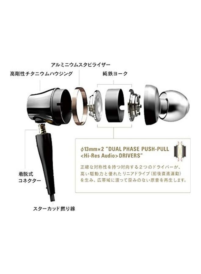 audio-technica In-Ear High-Resolution Headphones With Mic Black/Gold - Image 3