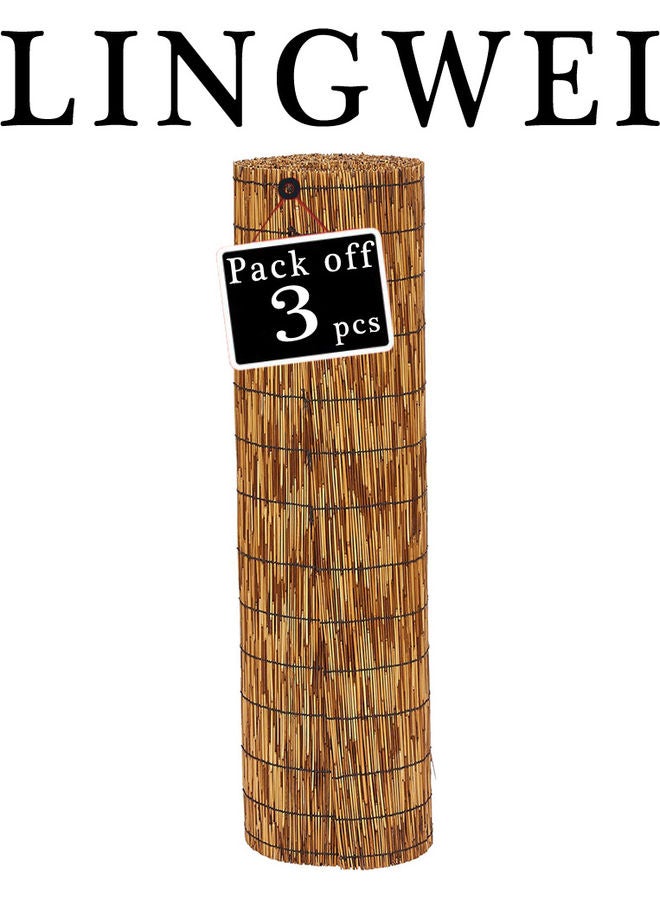 LINGWEI 3-Piece Natural Bamboo Blinds Roller Sun Shade Beige 120x200x1cm - Image 2