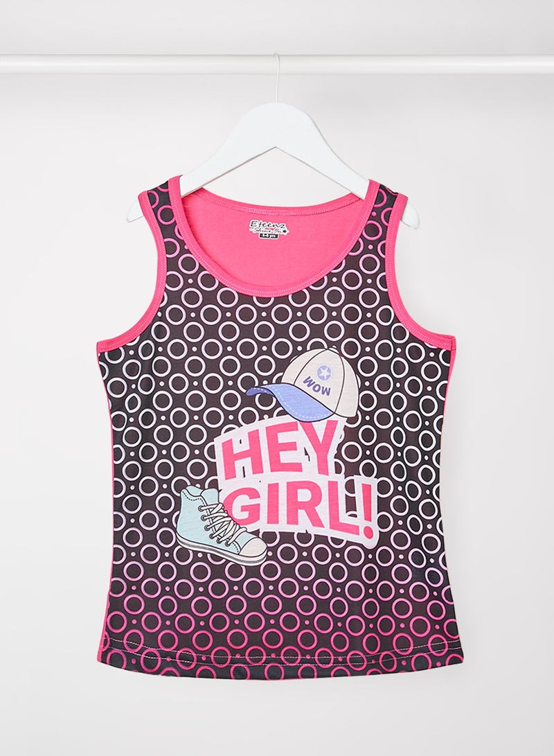Eteenz Girls Casual Printed Vest Fuchsia/Black  - Image 1