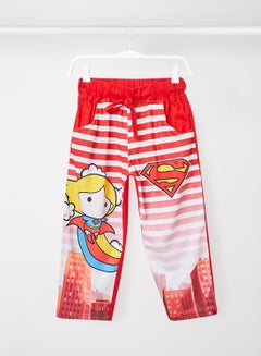 Eteenz Girls Casual Drawstring Detail Pants Red/White  - Image 1