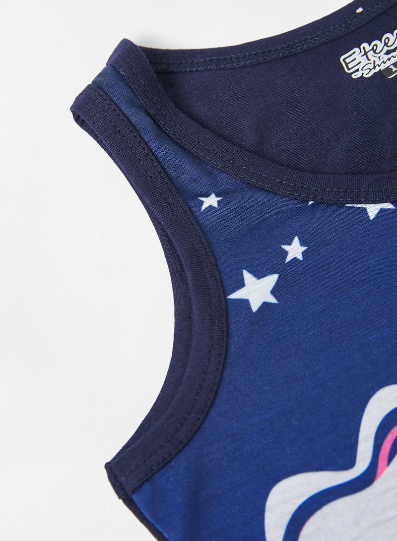 Eteenz Girls Casual Printed Vest Navy  - Image 3