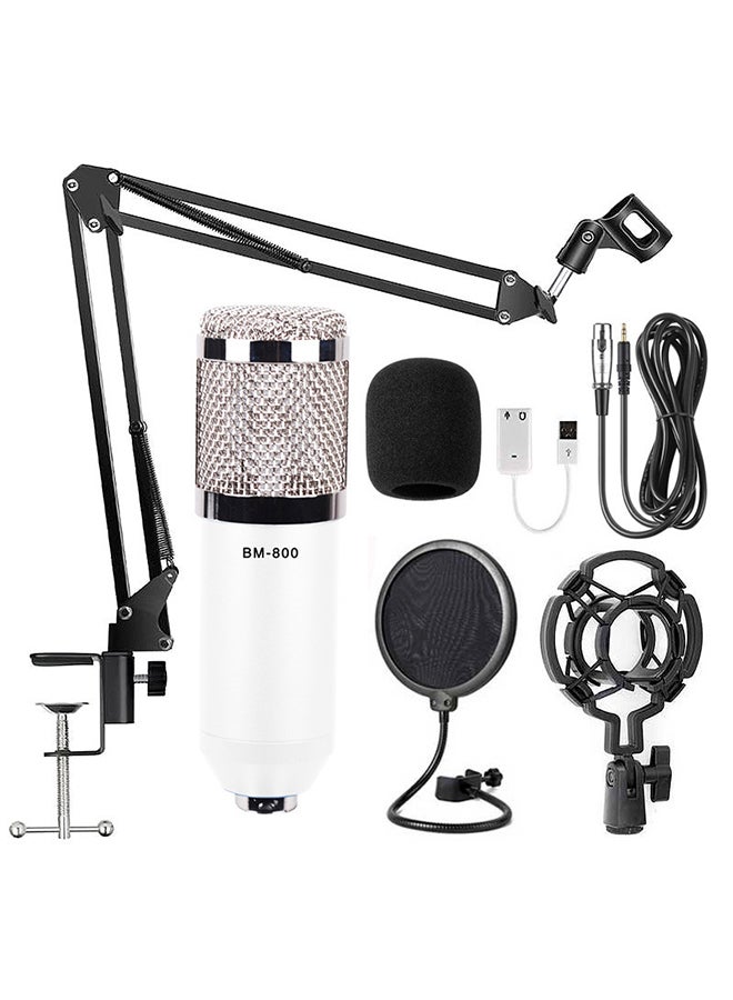 Mi VAZA - Professional Suspension Microphone Kit Live Broadcasting Recording Condenser Set BM800 White - Image 1