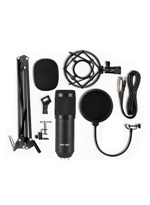 Professional Suspension Microphone Kit Live Broadcasting Recording Condenser Set BM800 Black