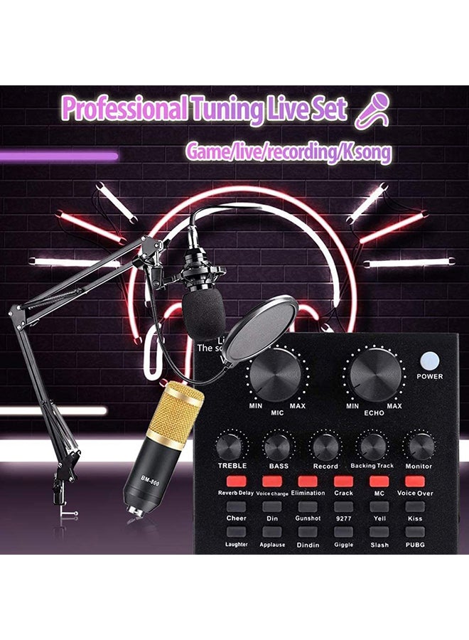 Mi VAZA - Condenser Microphone BundleMic Kit with Live Sound Card, Adjustable Mic Suspension Scissor Arm BM8006 Gold - Image 1