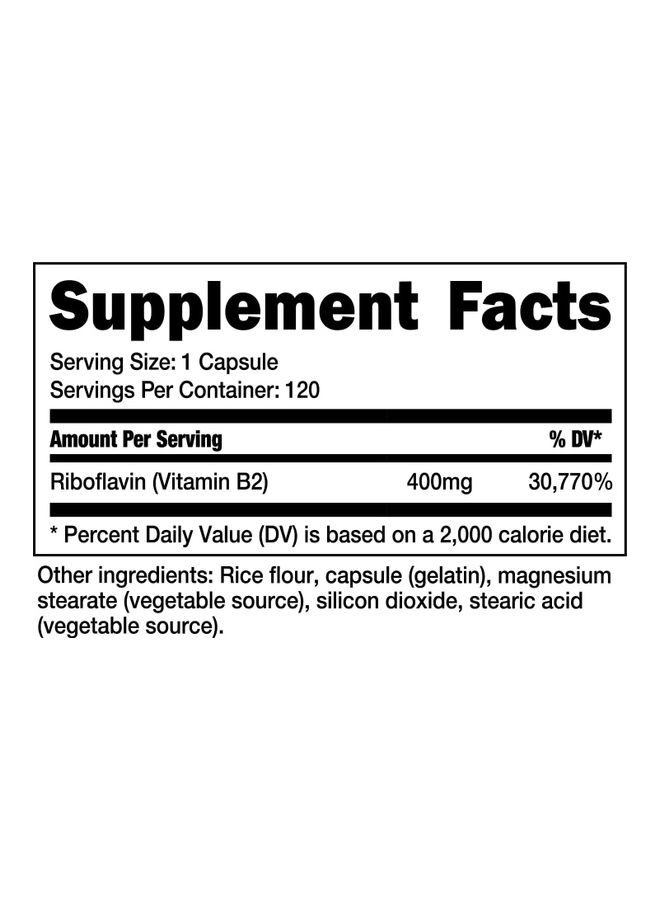 كبسولات فيتامين B2 بتركيز 400 ملجم - Image 2
