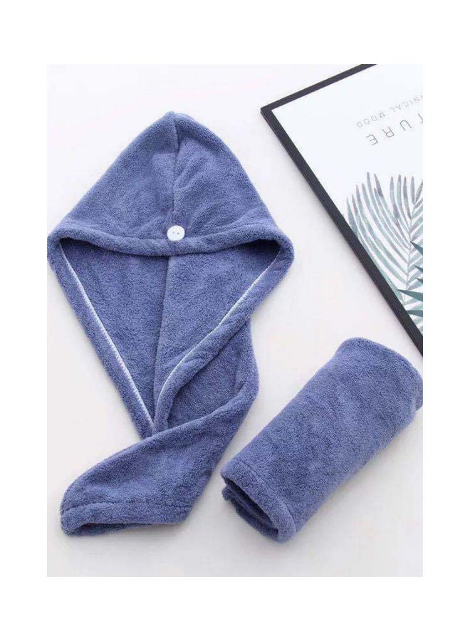 Deals for Less - 2-Pieces Super Absorption Microfiber Quick-Dry Hair Towel Blue 25 x 65cm - Image 1