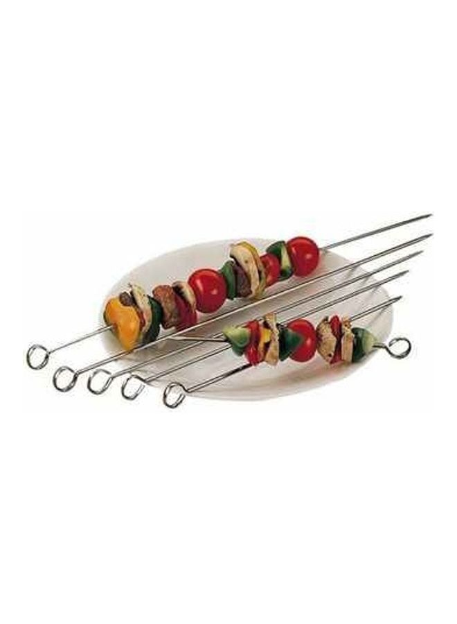 6-Piece Stainless Steel BBQ Skewer Set Silver 12inch - Image 2