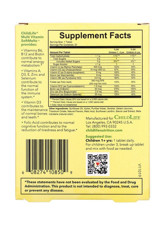 CHILDLIFE Multi Vitamin Softmelts - Natural Orange Flavor  - Image 2