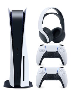PlayStation 5 Digital Edition Console + White DualSense Wireless Controller + 3D Wireless Gaming Headset For PlayStation 5