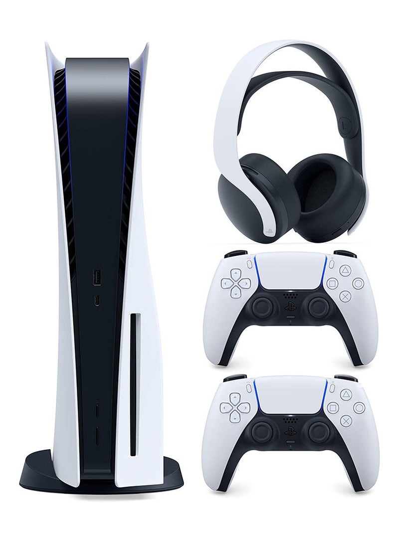 Sony - PlayStation 5 Digital Edition Console + White DualSense Wireless Controller + 3D Wireless Gaming Headset For PlayStation 5 - Image 1