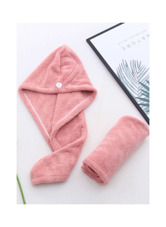Deals for Less 2-Pieces Super Absorption Microfiber Quick-Dry Hair Towel Pink 25 x 65cm  - Image 1