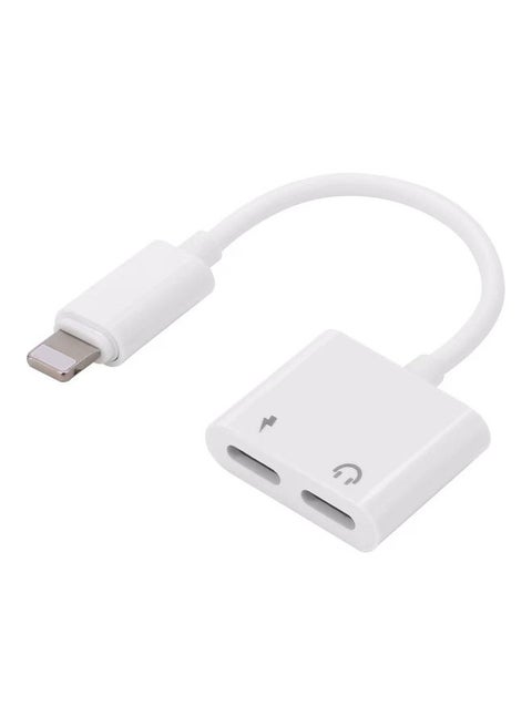 2-In-1 Lightning Audio Charging Adapter White
