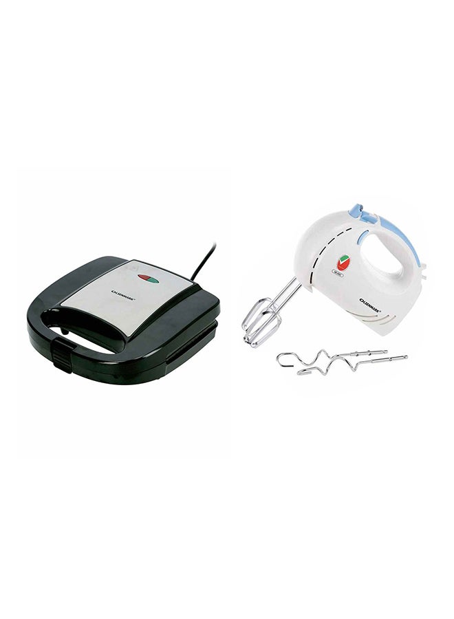 Olsenmark Hand Mixer With Stainless Steel Grill Maker 150.0 W OMGM2320/OMHM2348/Bundle Black/White  - Image 1