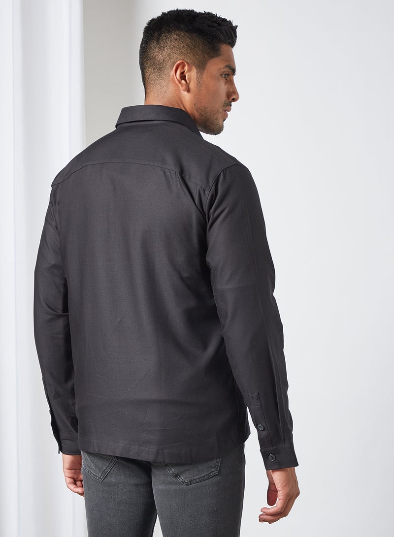 SELECTED - Patch Pocket Overshirt Black - Image 1