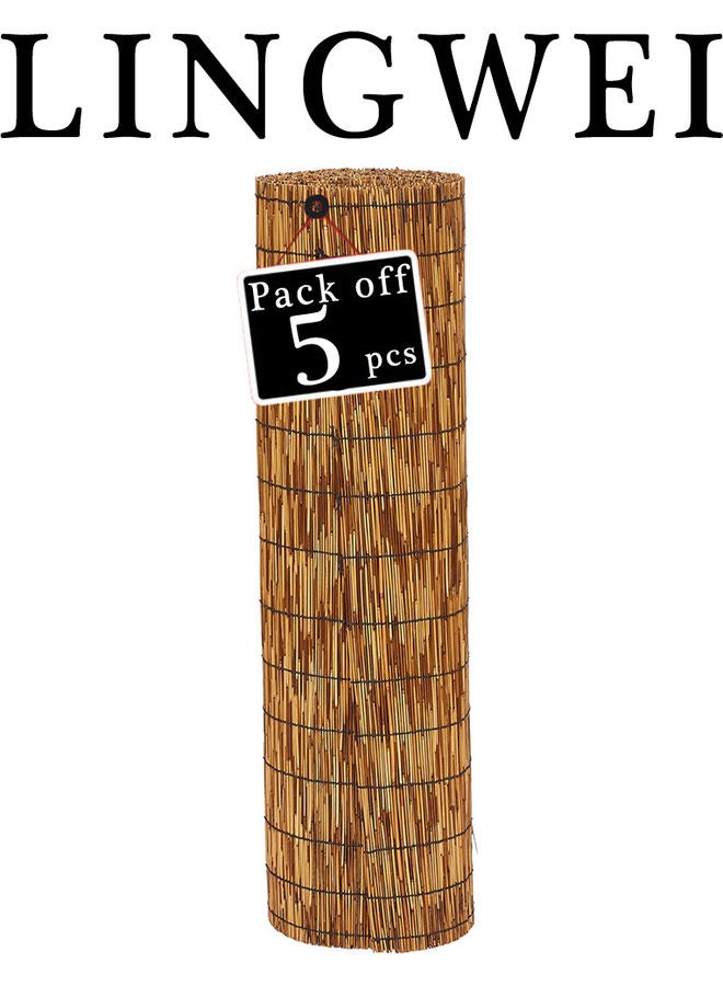 LINGWEI 5-Piece Natural Bamboo Blinds Roller Sun Shade Beige 100x200x1cm - Image 2