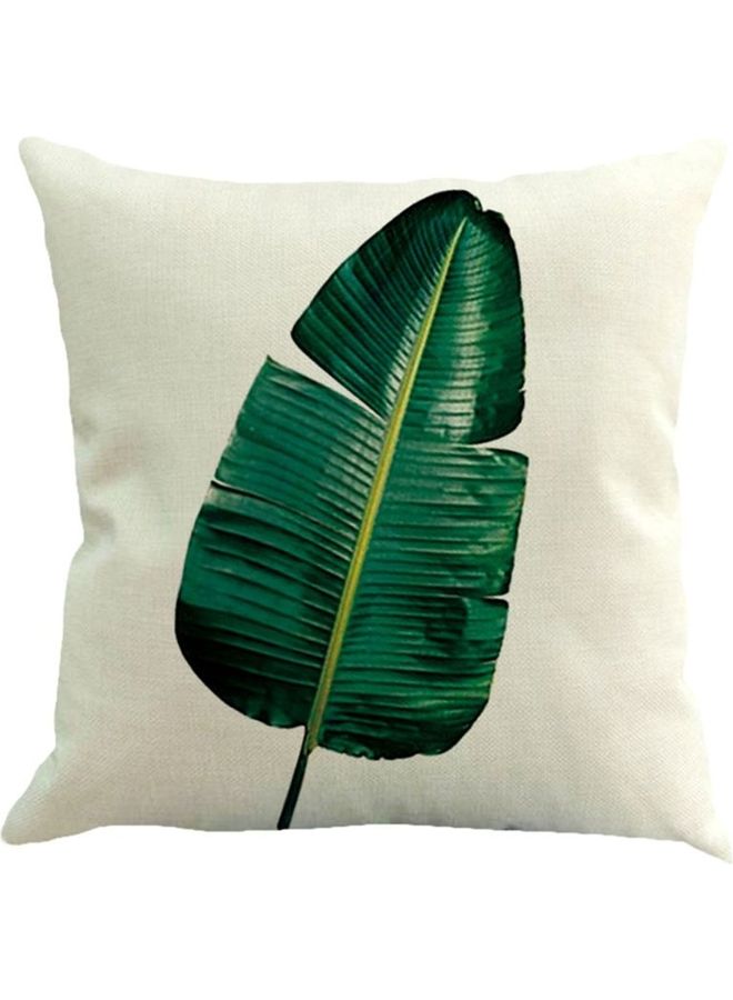 African Tropical Plant Printed Decorative Cushion Cover White/Green - Image 1