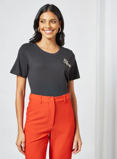 Jacqueline de Yong Crew Neck T-Shirt Black