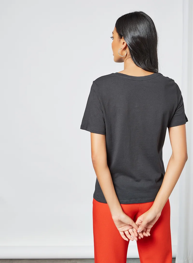 Jacqueline de Yong Crew Neck T-Shirt Black