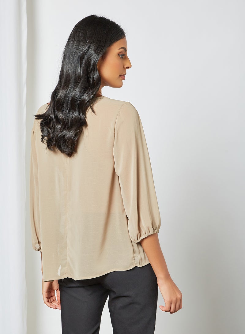 Jacqueline de Yong - V-Neck Top Brown - Image 1