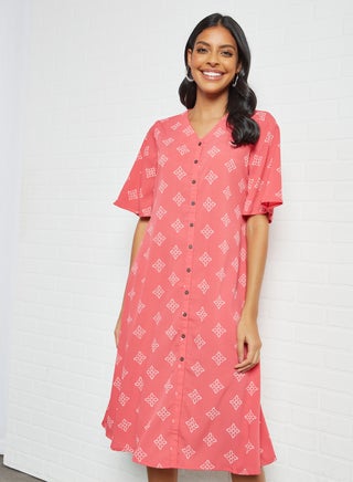 Fashionable V-Neck Dress Pink - v1627395198/N46354721V_1