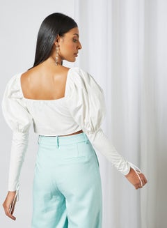 FEMME LUXE Tie Detail Corset Crop Top White  - Image 2
