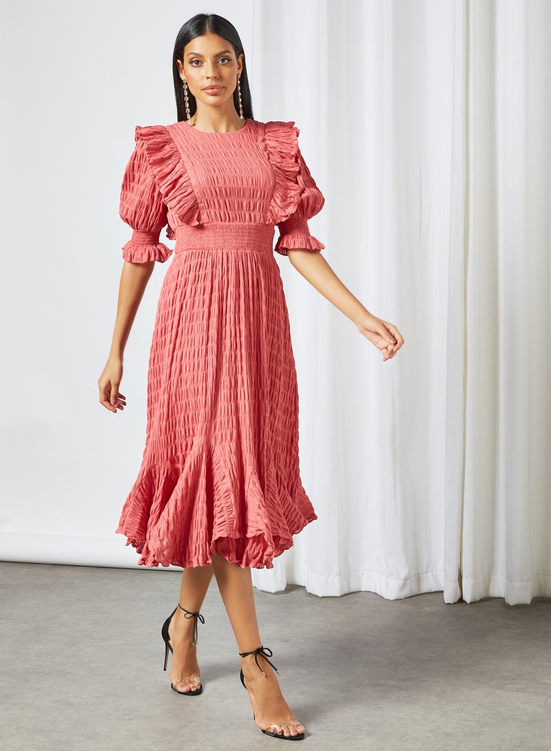 ELLIATT - Soul Ruffle Detail Dress Pink - Image 1