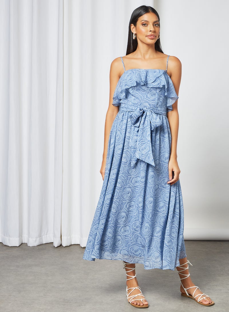 ELLIATT - Tranquility Floral Print Strap Dress Blue - Image 1