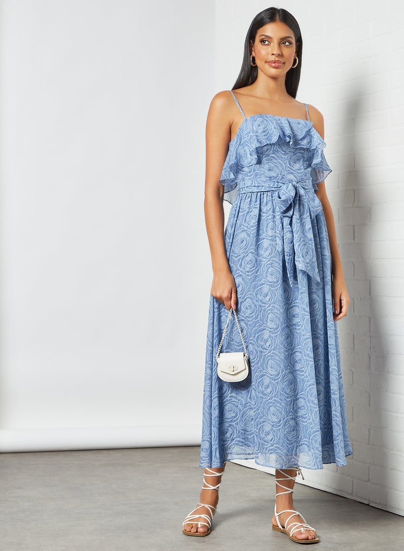 ELLIATT - Tranquility Floral Print Strap Dress Blue - Image 1