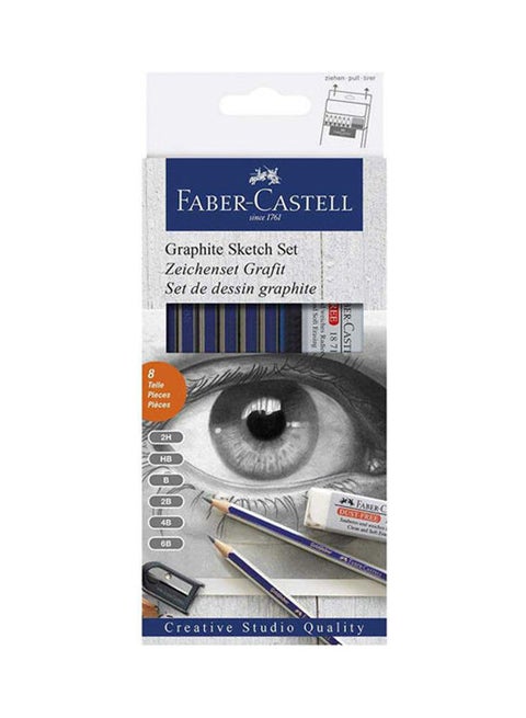 Graphite Sketch Set + Sharpener + Eraser 8 Blue