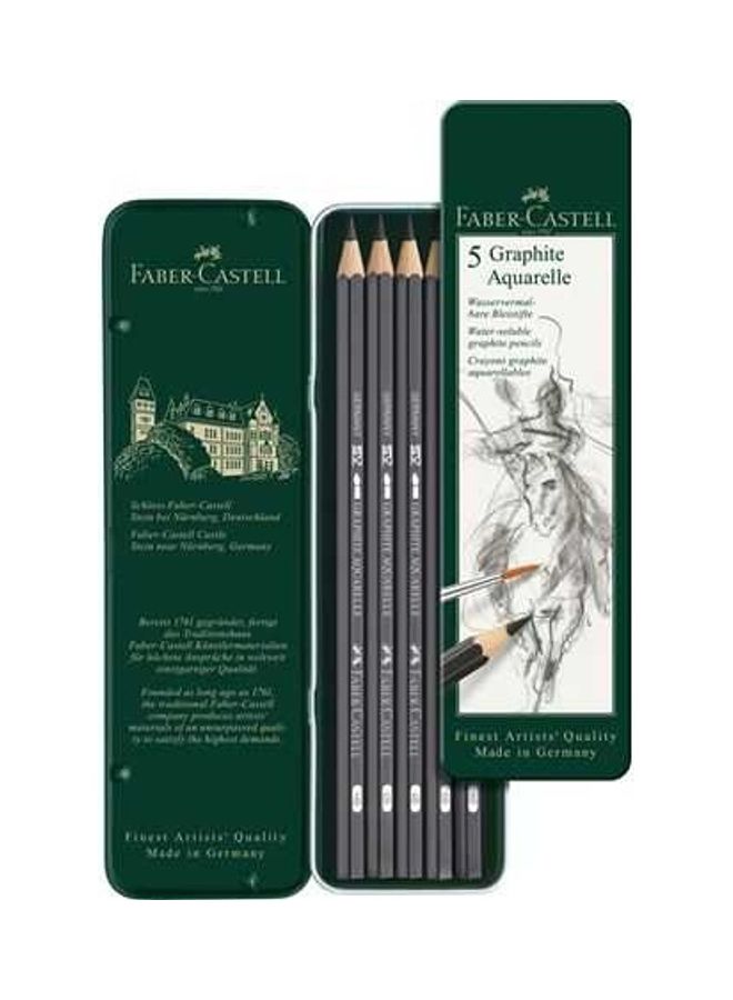 Watersoluble Pencil Graphite Aquarelle Tin Of 5 Black