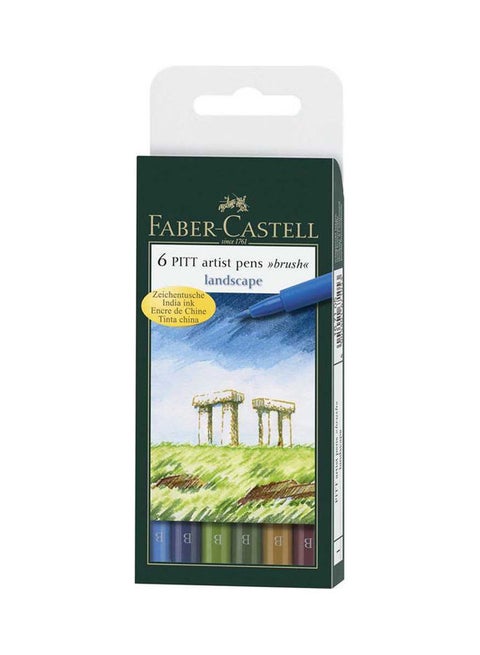 Pitt Artist Pen Brush Landscape-B  Wallet Of 6 Pens 167105 Multicolour