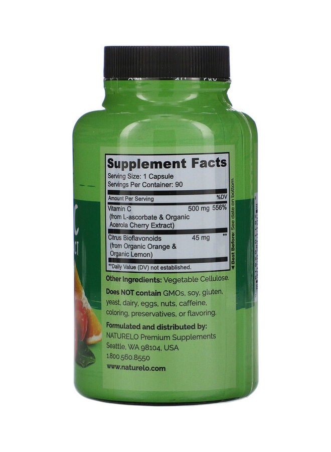 NATURELO Vitamin C Acerola Cherry Extract With Citrus Bioflavonoids - 90 Time Release Capsules - Image 2