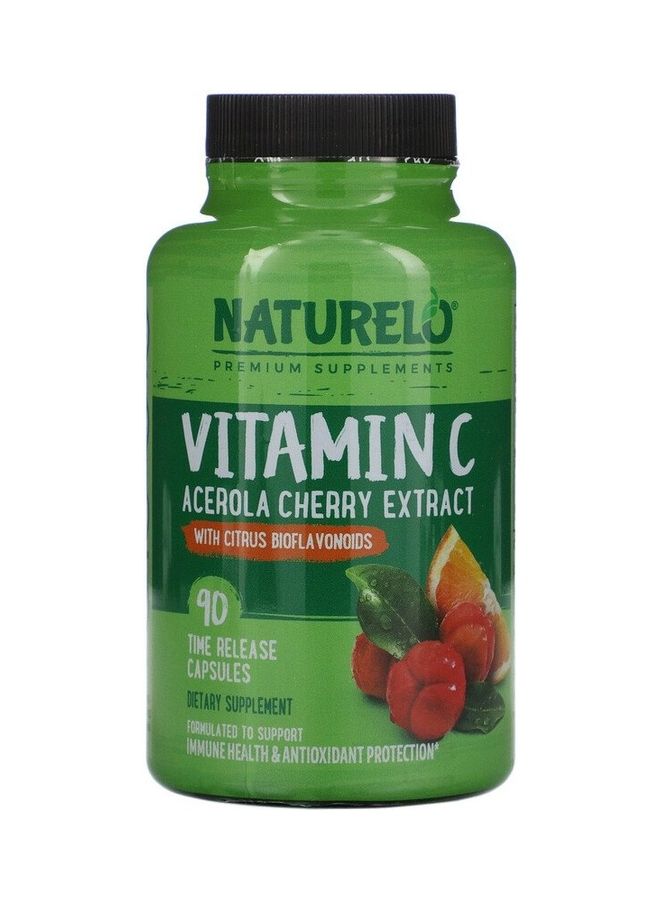 NATURELO Vitamin C Acerola Cherry Extract With Citrus Bioflavonoids - 90 Time Release Capsules - Image 1