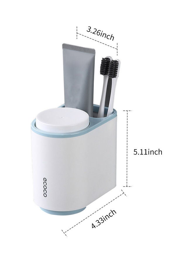 ecoco - Wall Mounted Toothbrush Holder Blue/White 15 x 8.50 x 13cm - Image 1