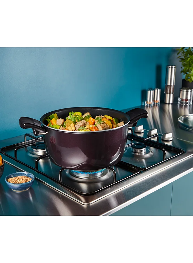 Tefal Non-Stick G6 Resist Aluminium Intense Stewpot With Ss Lid Intense Purple 24cm