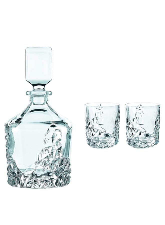 Nachtmann - 3-Piece Sculpture Decantor And Tumbler Set Clear 25.3 x 23.6cm - Image 1