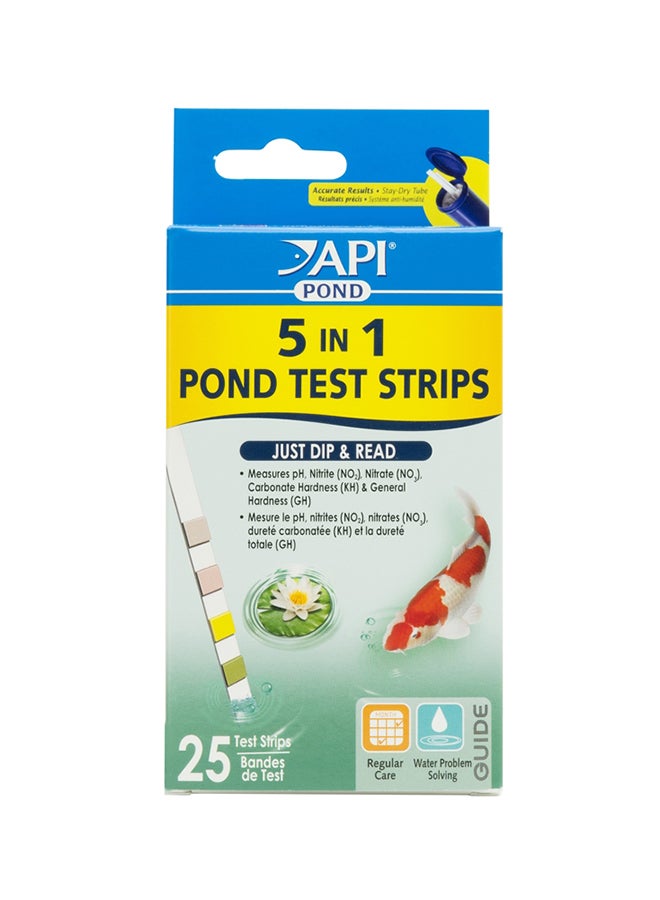 ايه بي آي شرائط اختبار مياه البركة 5 في 1 مكونة من 25 شريط متعدد الألوان