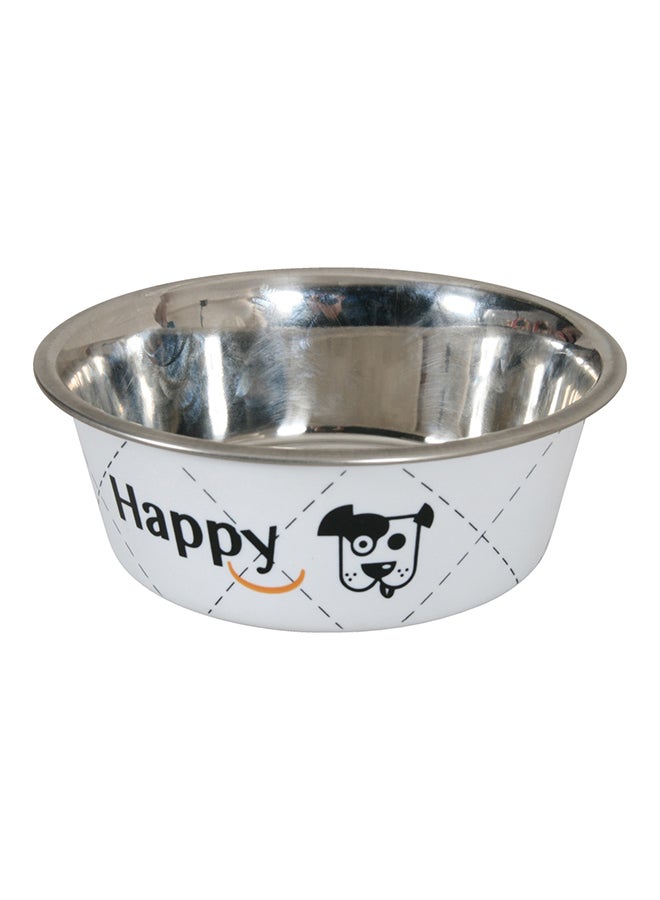 Stainless Steel Dog Bowls With Anti Slipping Bottom White 0.8Liters