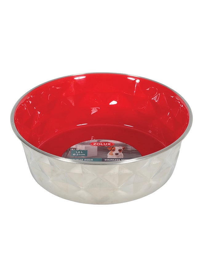 Diamonds Stainless Non Slip Dog Bowls Red 1.8Liters