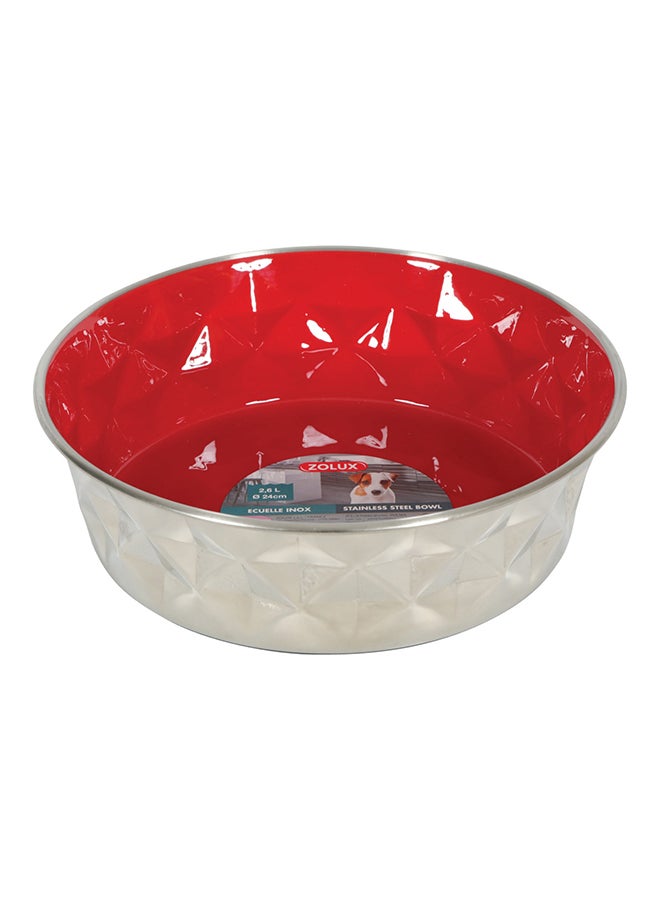 Diamonds Stainless Non Slip Dog Bowls Red 2.6Liters