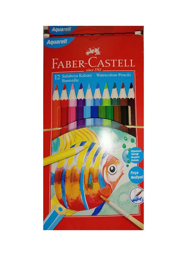Water Color Pencil Set 12Long  + Cardboard Multicolour